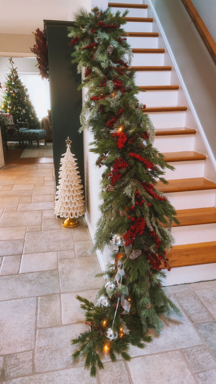Staircase Holiday Garland Styling